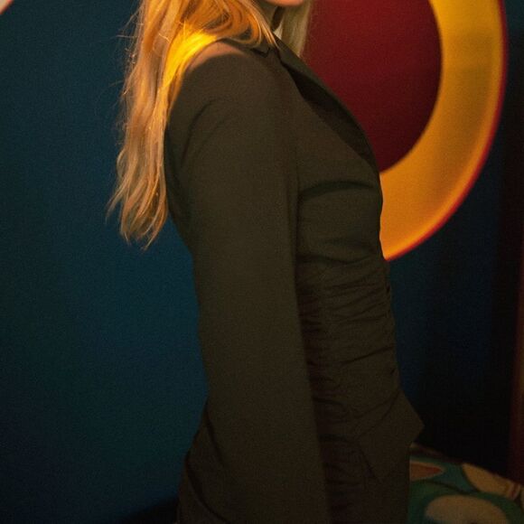 Zara Draped Dress Blazer Khaki New - Picture 8 of 8